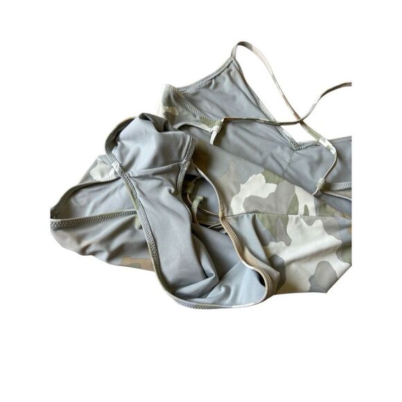 Aerie Strappy Back One Piece Camo Green Gray Swimsuit size L - Picture 6 of 6